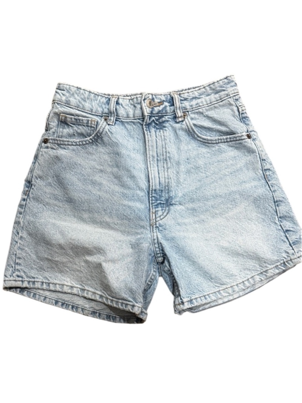 Zara High Rise Light Wash Denim Mom Shorts Size 6 EUR 38